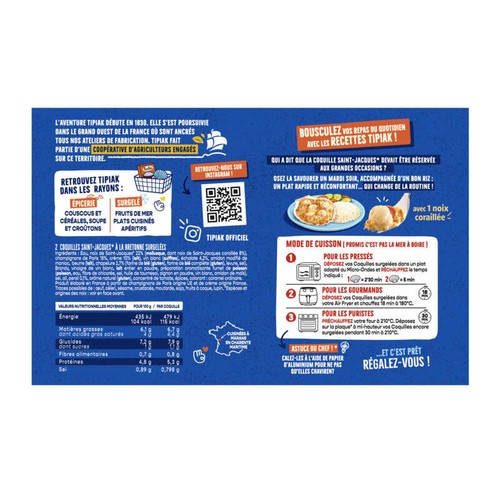 Tipiak Coquilles Saint-Jacques À La Bretonne Surgelées 220g