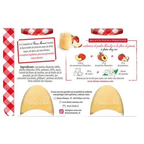 Bonne Maman Compotée nectarine blanche jasmin 2x130g