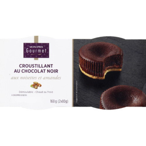 Monoprix Gourmet Croustillant au Chocolat Noir Noisettes et Amandes 2x80g