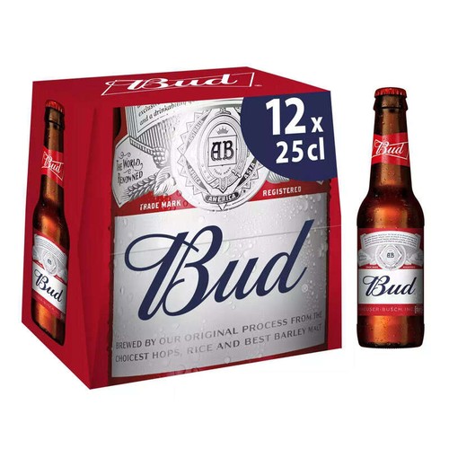 BUD King of beers Bière blonde en bouteilles 12x25cL