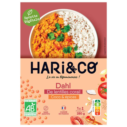 Hari&Co Dahl de Lentilles Corail Coco & Epices Bio 280g