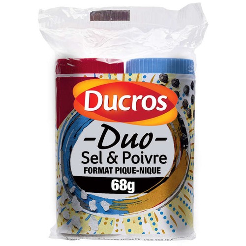 Ducros Duo de 2 tubes Sel marin & Poivre Gris Moulu 68g