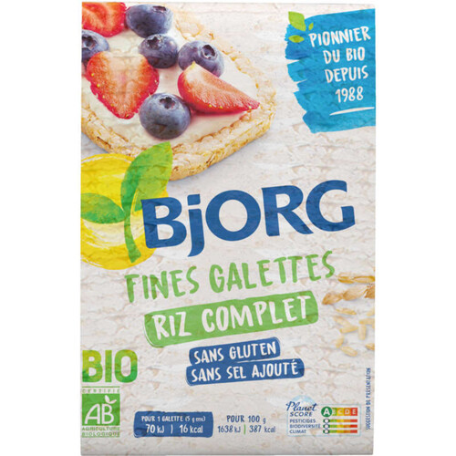 Bjorg Fines Galettes De Riz, Sans Gluten, Bio 130g