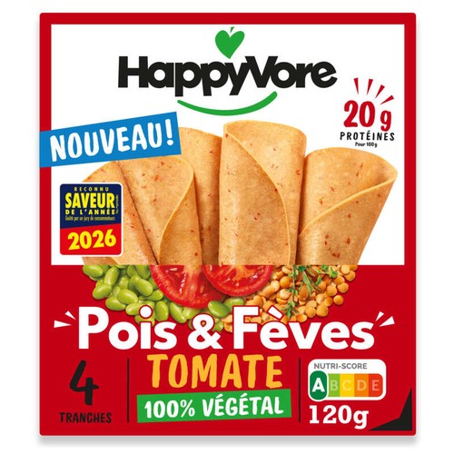 Happyvore Tranche Végétale Pois fèves et Tomate & herbes 120g