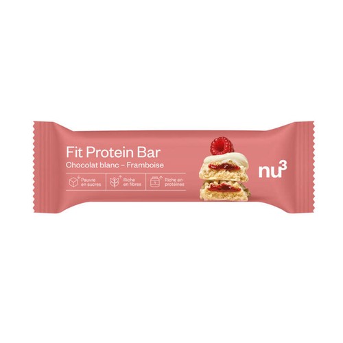 Nu3 FIT Barre protéinée chocolat blanc framboise 55g