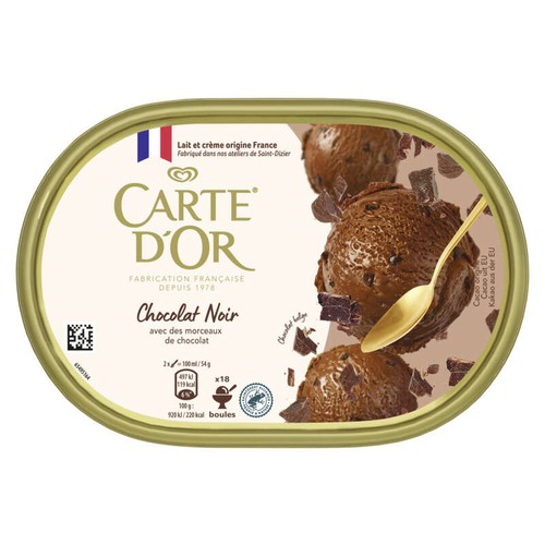 Carte d'Or Crème glacée au chocolat Noir avec morceaux de chocolat 900ml
