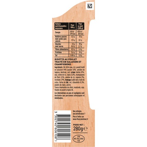 Fleury Michon Risotto Au Poulet Et Aux Cèpes 280g