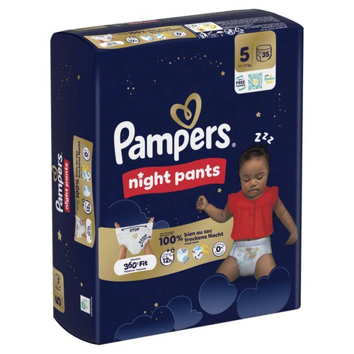 Pampers Night Pants Taille 5, 35 Couches-Culottes, 11kg-17kg
