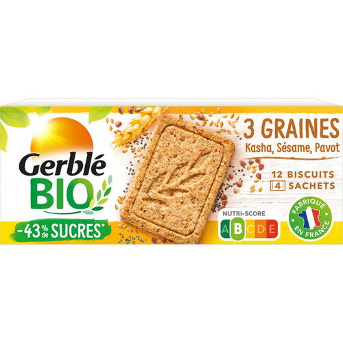 Gerblé Bio biscuit 3 graines kasha, pavot, sésame 132g