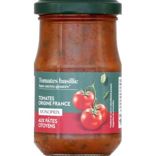 Monoprix Sauce tomates basilic sans sucres ajoutés 190g