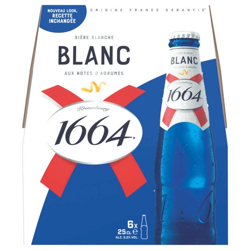 1664 Bière Blanche Aromatisée Citron & Coriandre Fraîche Et Fruitée 6x25cl