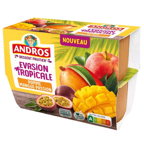 Andros Compote Evasion Tropicale Pomme Mangue Passion 4x97g