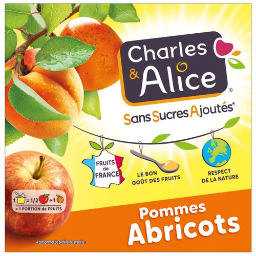 Charles & Alice Compote pommes abricots Bergeron sans sucres ajoutés 4x100g