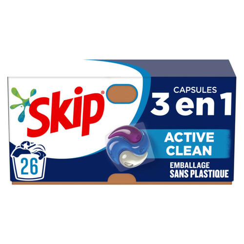 Skip lessive capsule 3 en 1 active clean x26