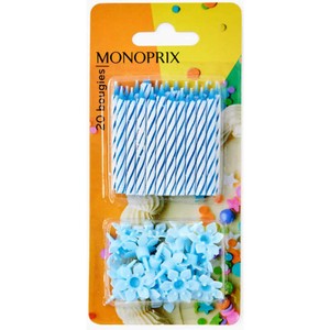Monoprix Bougies Bobèches Bleues x20