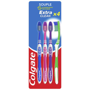 Colgate Lot Brosses à dents Extra Clean Souple x4