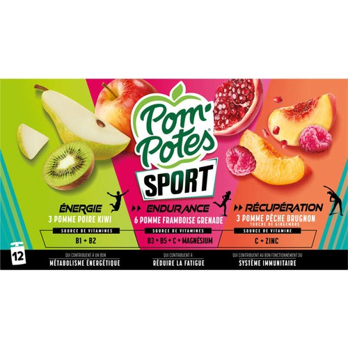Pom'Potes Compotes Gourdes Sport Multivariétés 12x90g