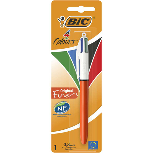 Bic Stylo Bille 4 Couleurs, Pointes Fines
