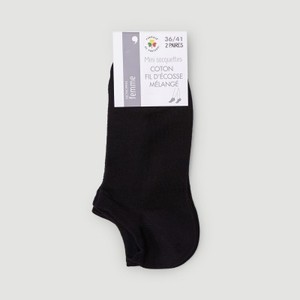 Lot x2 Mini-Socquettes Fil d'Ecosse, Noir - TU