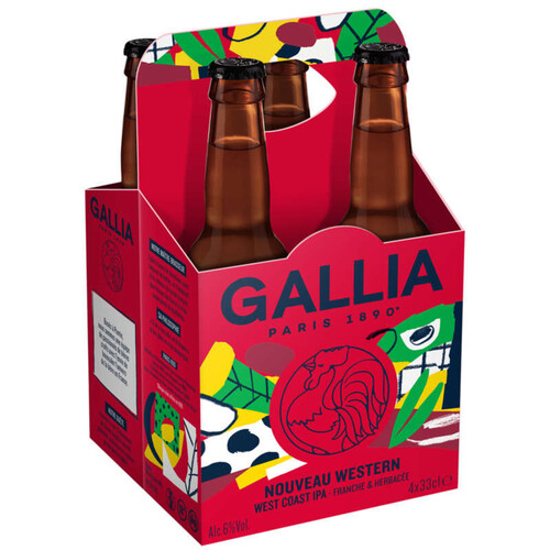 Gallia Nouveau Western - Bière West Coast IPA non filtrée 6° Pack 4x33 cl