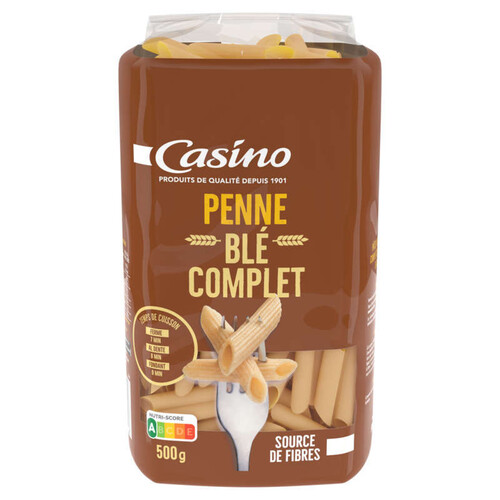 Casino Blé complet - Penne au blé complet - Pâtes - 500g