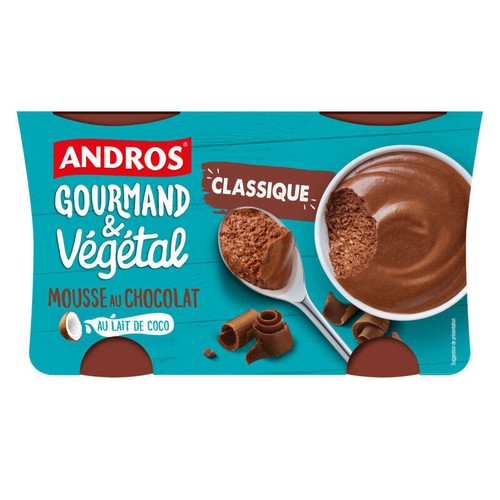 Andros Gourmand Mousse Au Chocolat Au Lait De Coco 4x55g