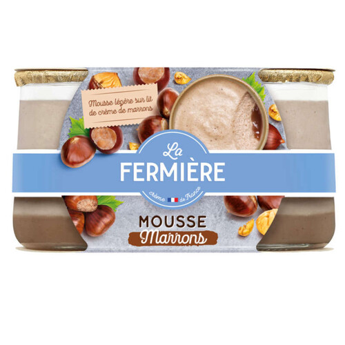 La Fermière La Mousse au Marron sur lit de crème de marron 2x100G