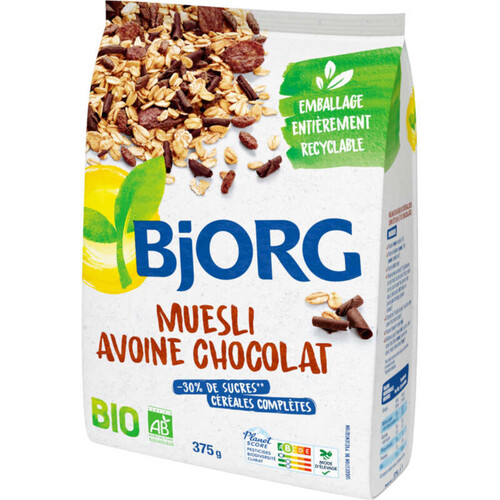 Bjorg Muesli Avoine Chocolat, Bio 375G