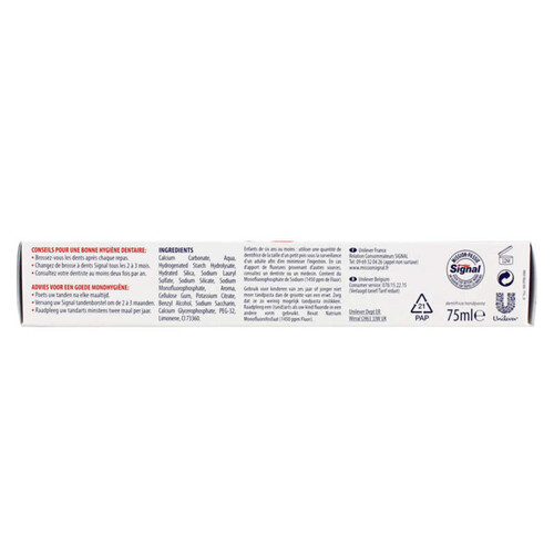 Signal Dentifrice Protection Caries calcium  fluor actifs 75ml