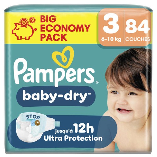 Pampers Baby-Dry Taille 3, 6kg-10kg, 84 Couches