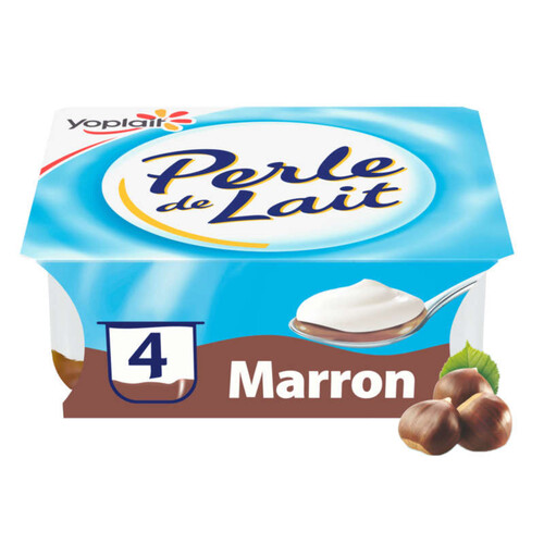 Yoplait perle de lait sur lit de marron yaourt pots 4x125g