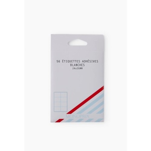 Monoprix Etiquettes Blanches 24x35mm x56