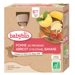 Babybio Compote Pomme Abricot Banane Dès 6 Mois 4x90g