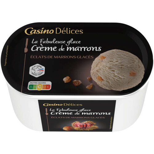 Casino Delices La Fabuleuse glace - Crème glacée - Crème de marrons avec éclats de marrons glacés - Bac - 307g