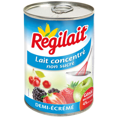 Régilait Lait Concentré Demi-Écrémé, Non Sucré, 4 % De Matières Grasses 410G
