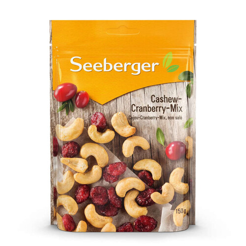 Seeberger Mix de cranberry et cajou non salé 150g