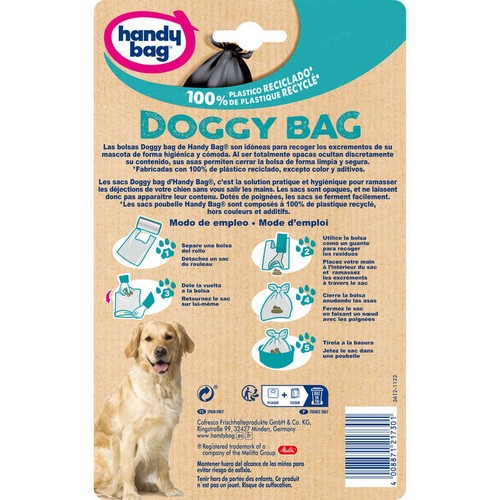 Sacs poubelle doggy bag 3x12 sacs, 100% plastique recyclé, Handy Bag