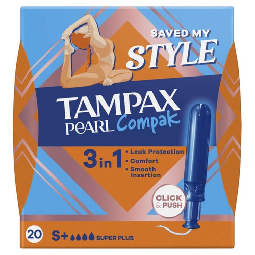 Tampax Pearl Compak Super Plus Tampons Avec Applicateur x20