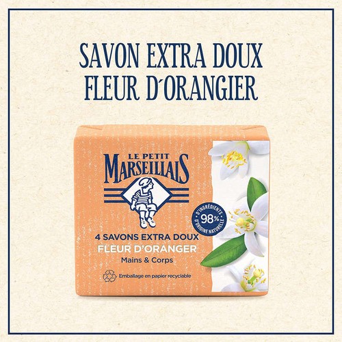 Le Petit Marseillais Savon Extra Doux Fleur D'oranger 4x100g