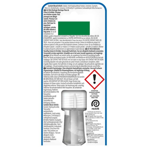 Air Wick Recharge Electrique Parfum au Huiles Essentielles Fleur de Coton 19ml