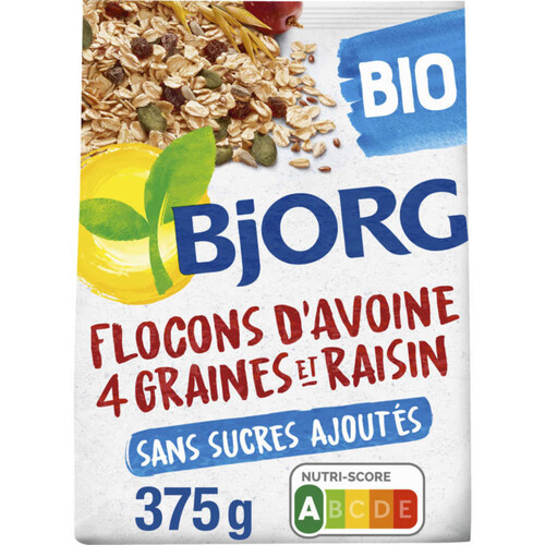 Bjorg Flocons D'Avoine, 4 Graines Et Raisins, Bio 375G