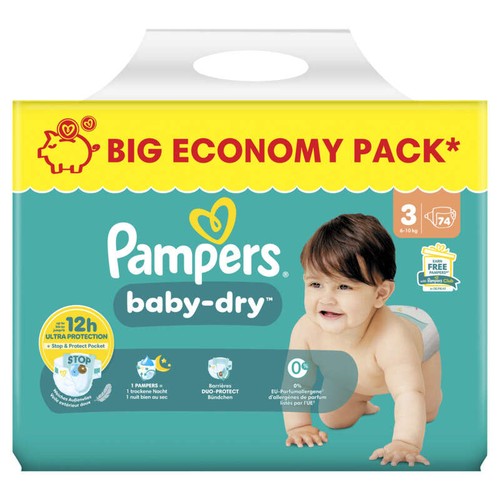 Pampers Baby-Dry Couches Taille 3 x74