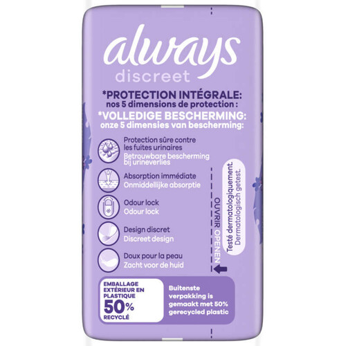 Always Discreet serviettes incontinence long x10