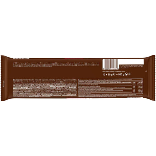 Snickers Barres Chocolat au lait Caramel et Cacahuètes x10 500g