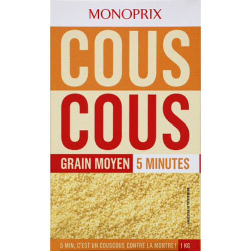 Monoprix couscous grain moyen 5min 1kg