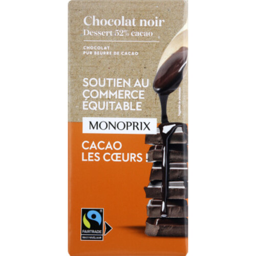 Monoprix Chocolat Noir Pâtissier Dessert 200G