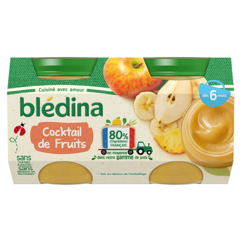 Blédina Pots Fruits Cocktail De Fruits Dès 6 Mois 4X130G