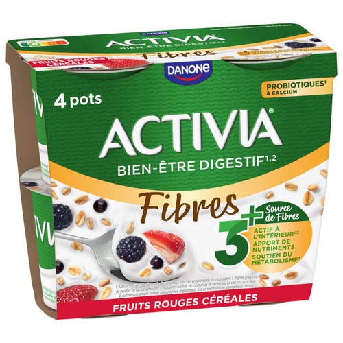 Activia Yaourt Aux Fruits Rouges Et Céréales Bifidus 4x115g