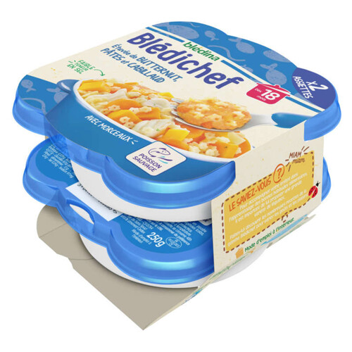 Bledina Bledichef Etuvée De Butternut, Pâtes Et Cabillaud 2X250G Dès 18 Mois